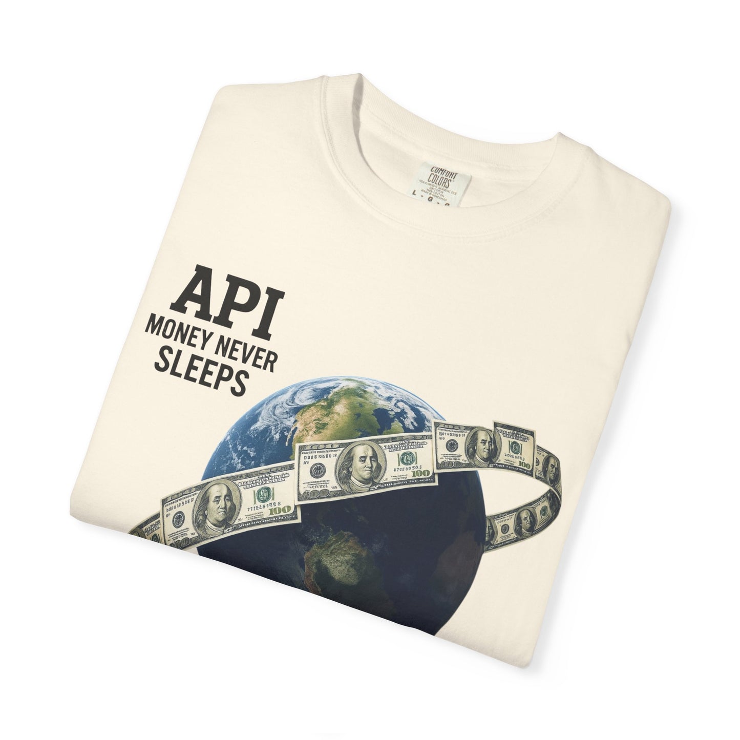 Cool Graphic T-Shirt, API Money Never Sleeps Tee, Unisex Casual Wear, Perfect Gift for Tech Lovers, Trendy Graphic Apparel, Everyday Wear