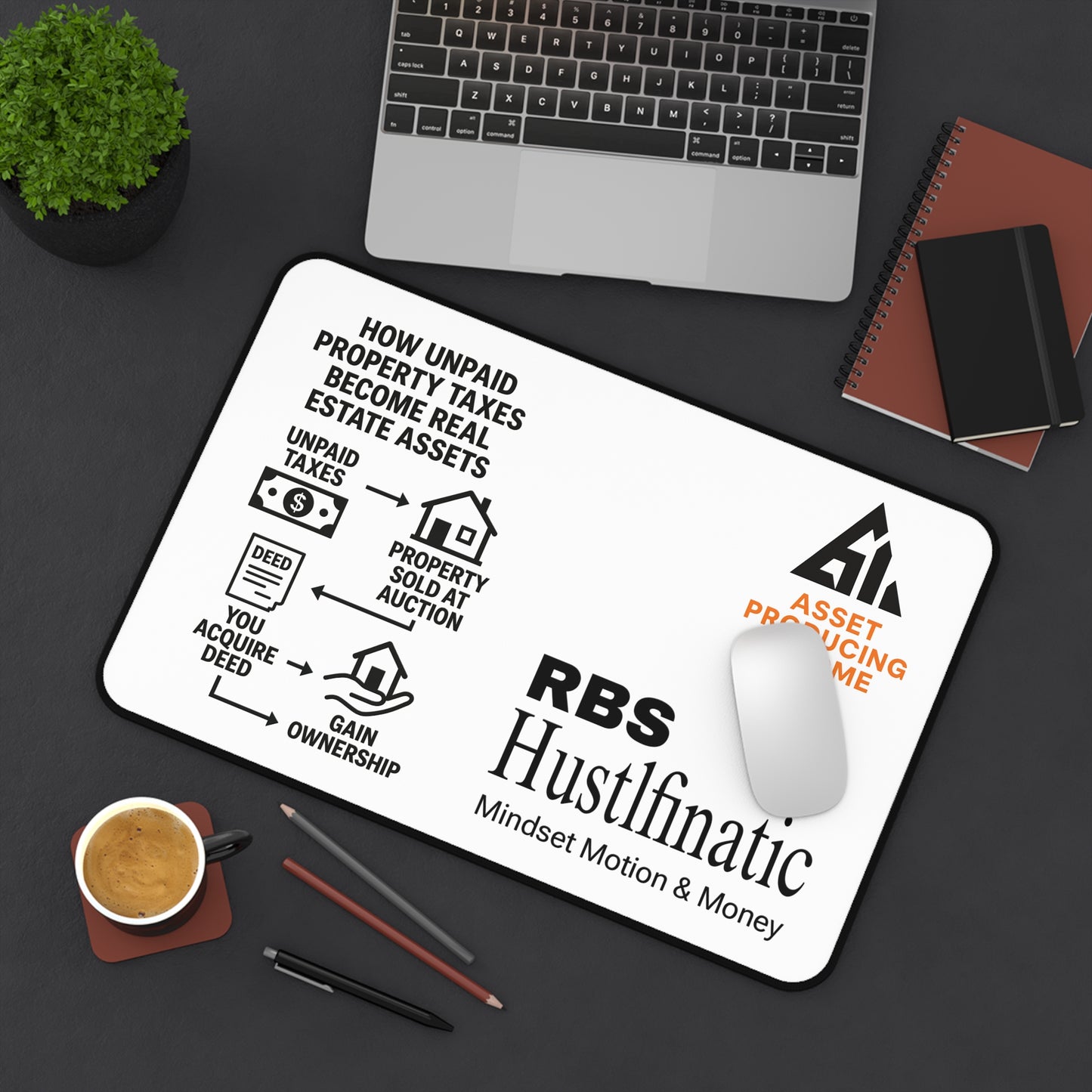 Inspirational Desk Mat for Entrepreneurs, Motivational Home Office Decor, Business Gift, Workspace Essentials, Hustle Mindset