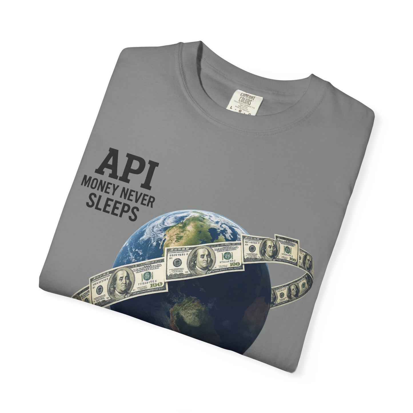 Cool Graphic T-Shirt, API Money Never Sleeps Tee, Unisex Casual Wear, Perfect Gift for Tech Lovers, Trendy Graphic Apparel, Everyday Wear