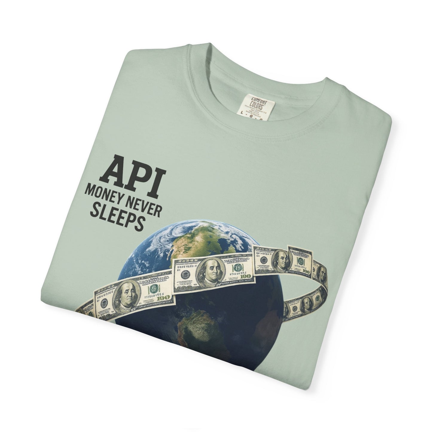 Cool Graphic T-Shirt, API Money Never Sleeps Tee, Unisex Casual Wear, Perfect Gift for Tech Lovers, Trendy Graphic Apparel, Everyday Wear