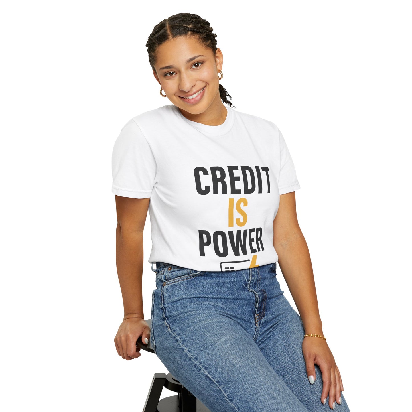 Empowerment T-Shirt | Credit is Power | Unisex Garment-Dyed Tee | Motivational Shirt, Gift for Students, Financial Freedom