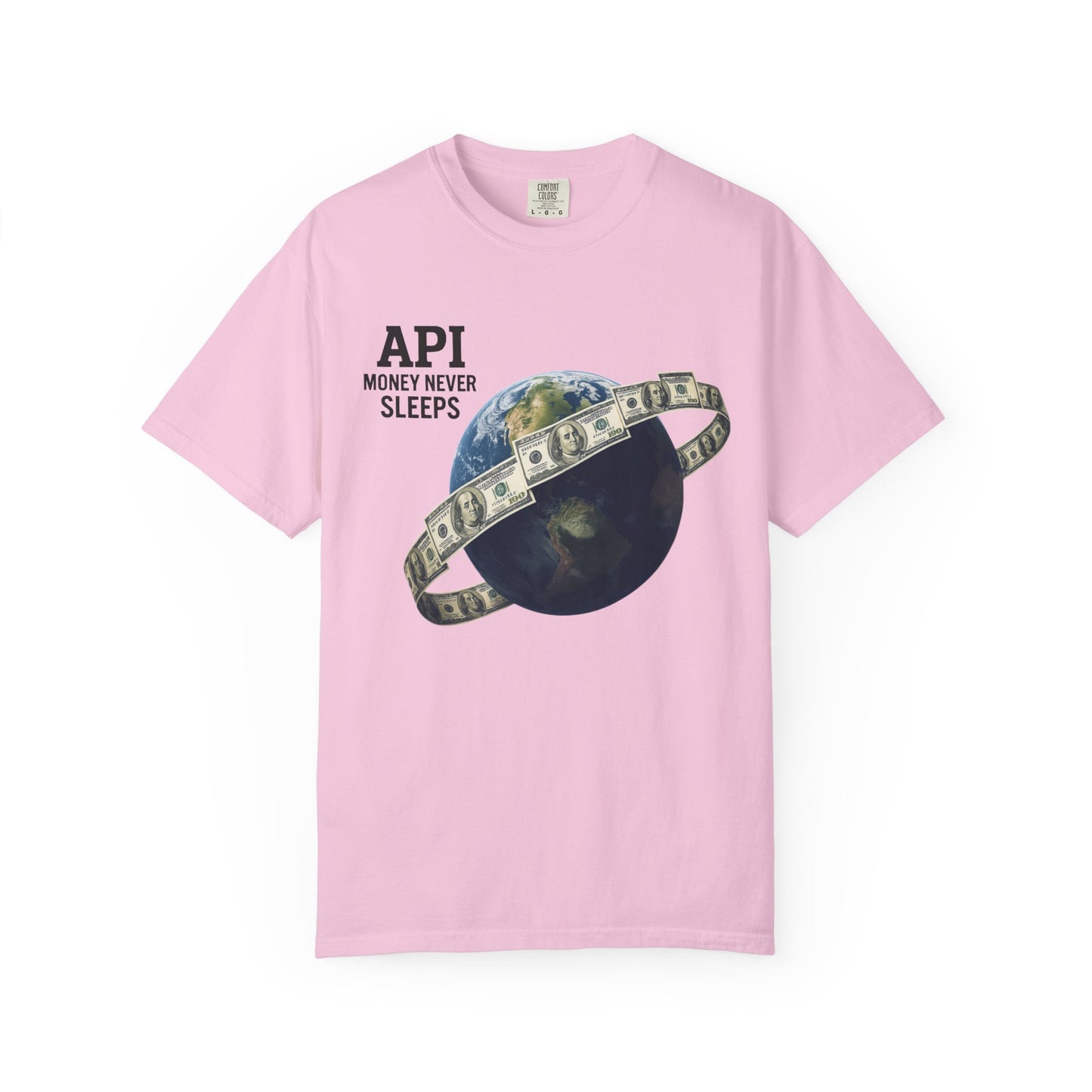 Cool Graphic T-Shirt, API Money Never Sleeps Tee, Unisex Casual Wear, Perfect Gift for Tech Lovers, Trendy Graphic Apparel, Everyday Wear