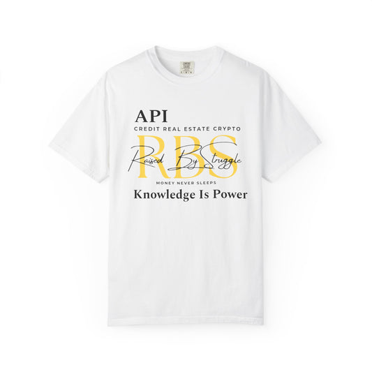 Knowledge Is Power Unisex Garment-Dyed T-Shirt - Motivational Crypto & Real Estate Design