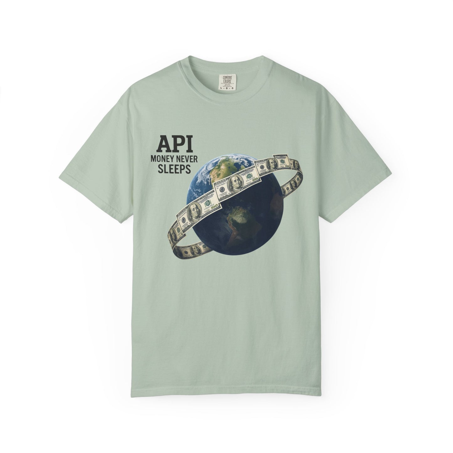 Cool Graphic T-Shirt, API Money Never Sleeps Tee, Unisex Casual Wear, Perfect Gift for Tech Lovers, Trendy Graphic Apparel, Everyday Wear